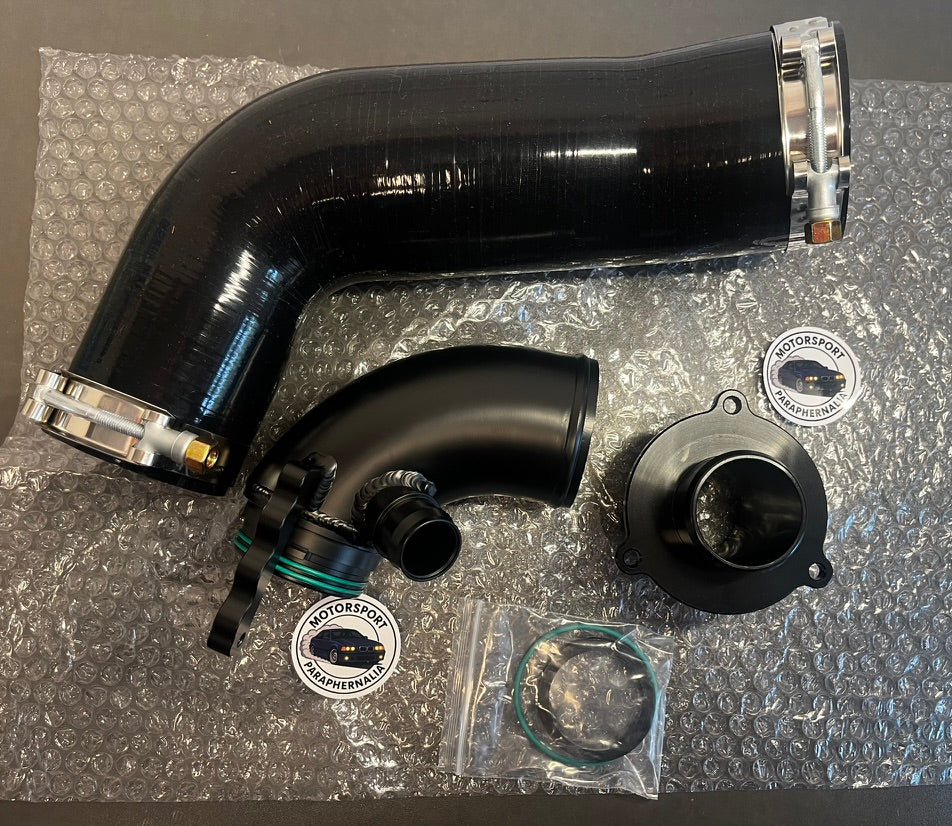 EA888 Aluminium Turbo Intake Elbow & Muffler Delete Kit with Silicone Intake Hose In Black