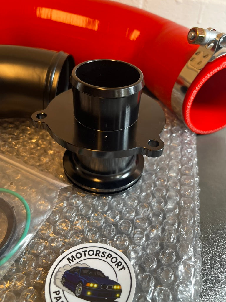 EA888 Aluminium Turbo Intake Elbow & Muffler Delete Kit with Silicone Intake Hose In Red