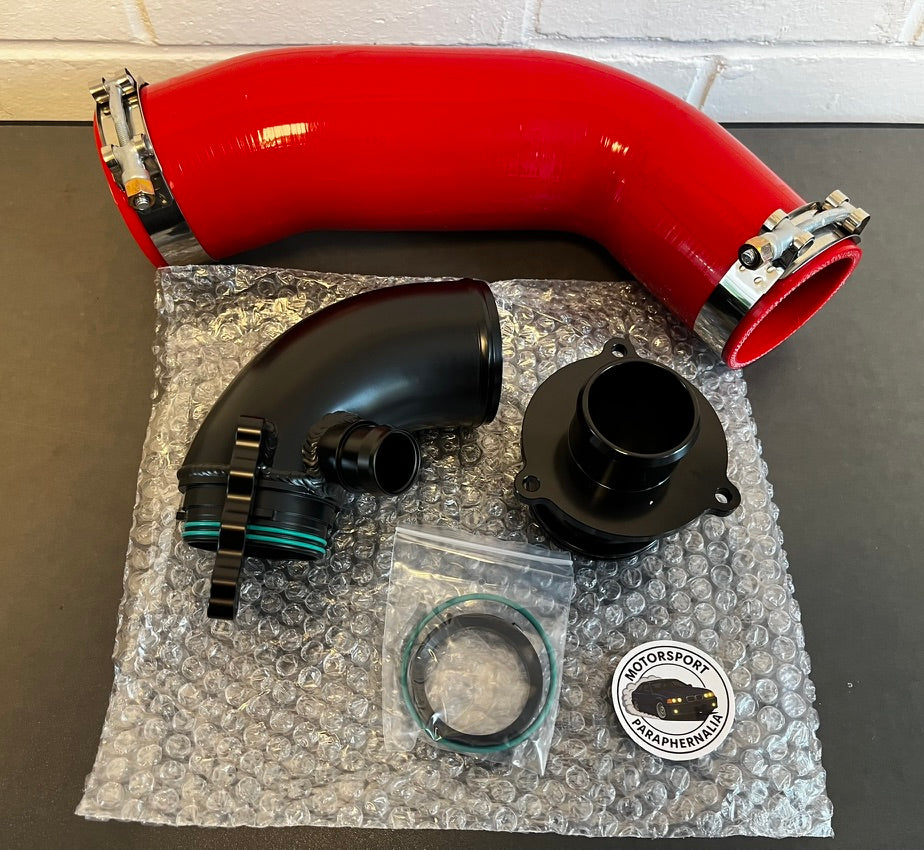 EA888 Aluminium Turbo Intake Elbow & Muffler Delete Kit with Silicone Intake Hose In Red