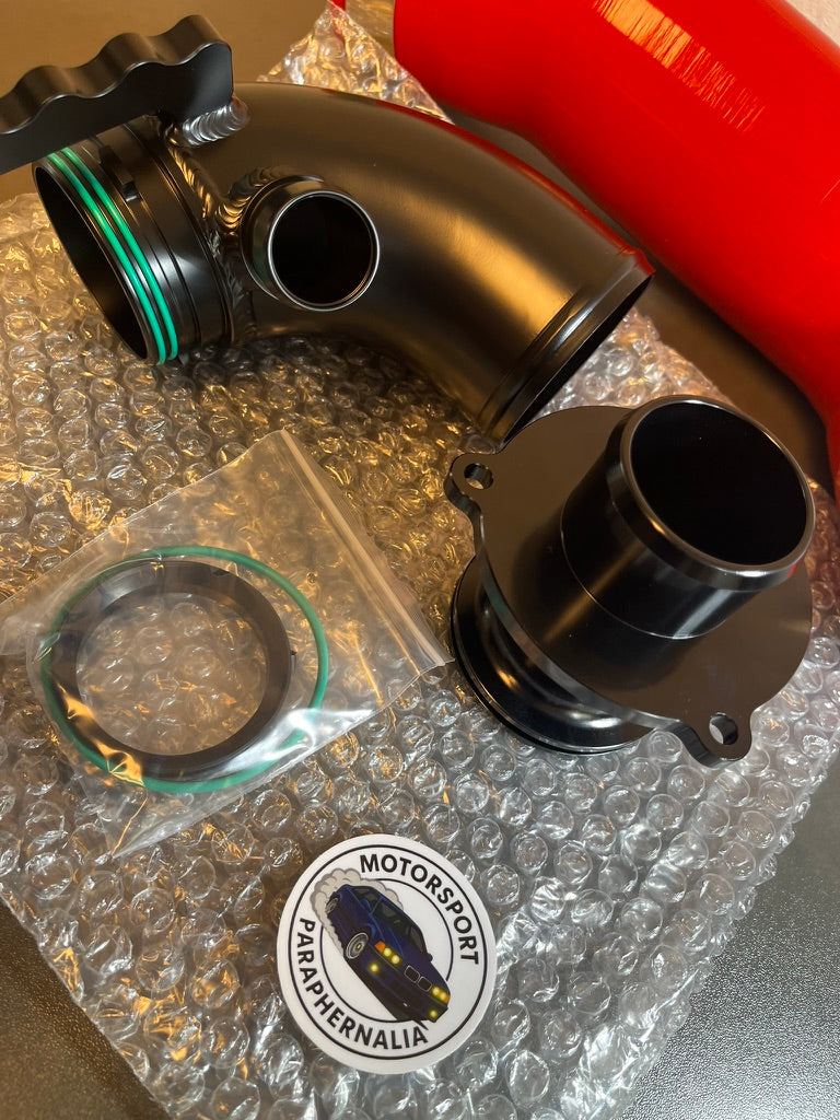 EA888 Aluminium Turbo Intake Elbow & Muffler Delete Kit with Silicone Intake Hose In Red