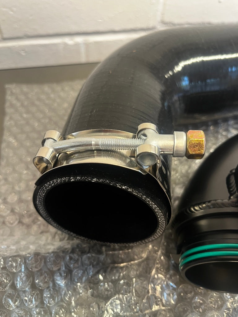 EA888 Aluminium Turbo Intake Elbow & Muffler Delete Kit with Silicone Intake Hose In Black