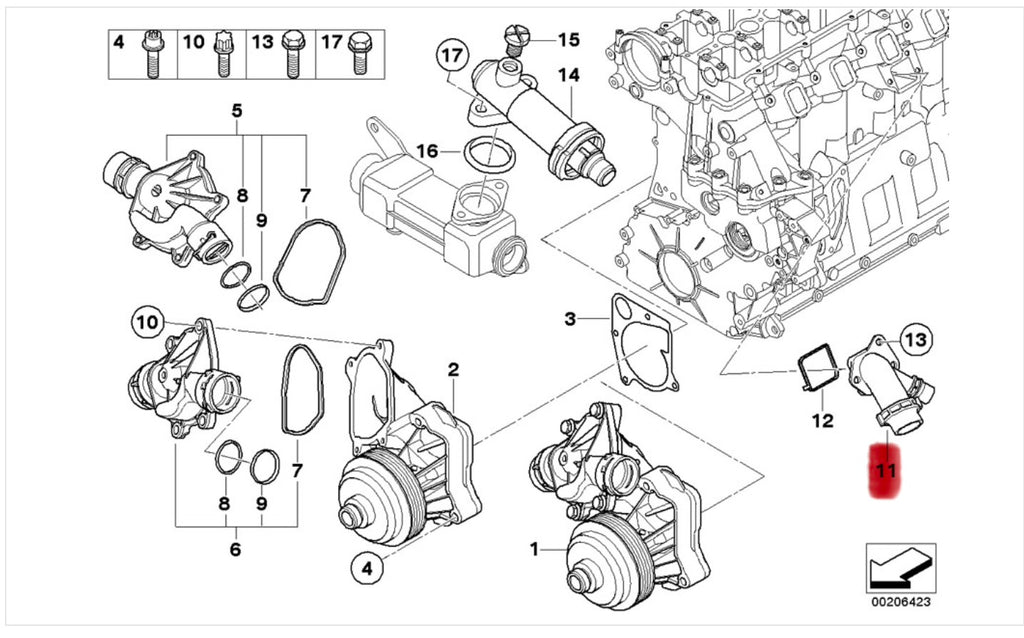 BMW M47/M57 Aluminium Coolant Flange With Gasket E60 E46 E9X 11127806196